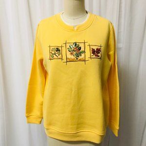 VTG Yellow Floral Embroidered Sweater